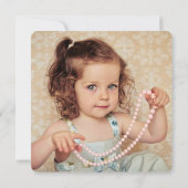 モダンな THREE 3歳の誕生日 女の子の フォトカード 招待状 (裏面)