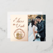 モダンな whimsical ウェディングピクチャー Save The Date 箔招待状ポストカード (正面/裏面)