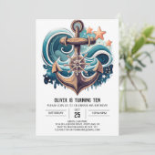 モダンなAhoy誕生日 招待状 (スタンド正面)