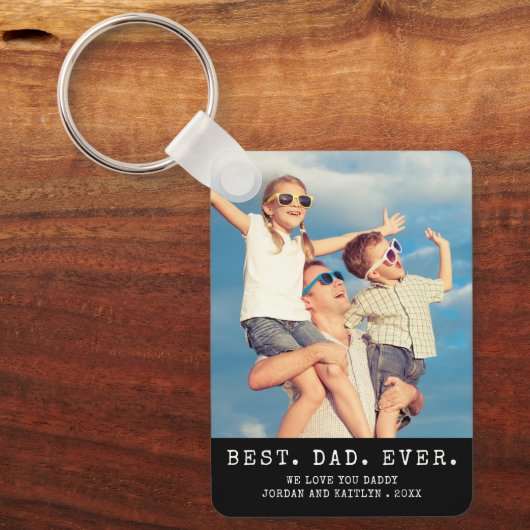 モダンなBEST DAD EVER 1枚の写真をカスタマイズ キーホルダー (正面)