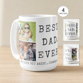 モダンなBEST DAD EVER 4枚の写真カスタムデザイン コーヒーマグカップ