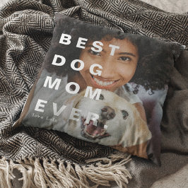 モダンなBEST DOG MOM EVER カスタム写真 クッション