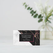 モダンなBlackPink及び白い大理石の名刺 名刺 (スタンド正面)