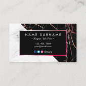 モダンなBlackPink及び白い大理石の名刺 名刺 (裏面)