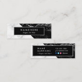 モダンなBlackWhiteの大理石の銀製の小型名刺 スキニー名刺 (正面/裏面)