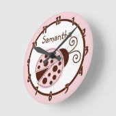 モダンなBug PinkブラウンInsect女性パーソナライズな時計 ラウンド壁時計 (傾斜)