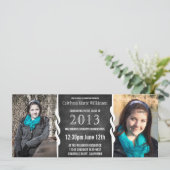 モダンなBWの黒板2の写真の卒業生のパーティー 招待状 (スタンド正面)