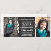 モダンなBWの黒板2の写真の卒業生のパーティー 招待状 (正面/裏面)