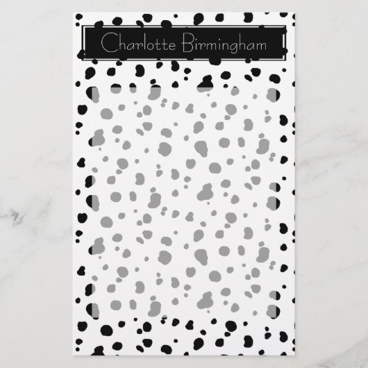モダンなDalmatianプリント及び名前 便箋 (正面)
