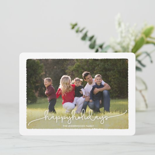 モダンなDeckleの幸せな休日の写真カード シーズンカード (スタンド正面)