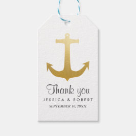 モダンなFauxゴールドフォイル海のアンカーありがとう ギフトタグ
