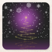 モダンなGleamyのクリスマスツリー スクエアペーパーコースター (正面)