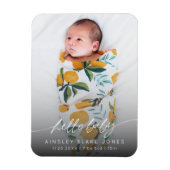 モダンなHello Baby 新生児写真 エレガントなスクリプト マグネット (縦)