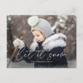 モダンなLet It Snow筆記体フォト シーズンポストカード (正面)