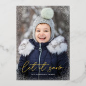 モダンなLet it Snow スクリプト写真 箔シーズンカード (正面)