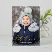 モダンなLet it Snow スクリプト写真 箔シーズンカード (立ち正面)