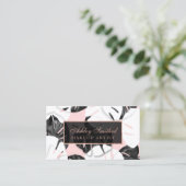 モダンなmonsteraの白黒のピンクの卵の金ゴールドの化粧 名刺 (スタンド正面)