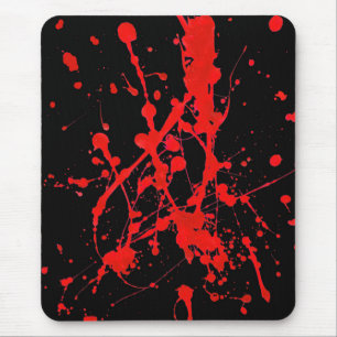 モダンなmousepad、抽象芸術、黒、吹きかかる赤 マウスパッド