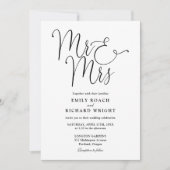 モダンなMr. and Mrs. ブラック＆ホワイト結婚式 招待状 (正面)