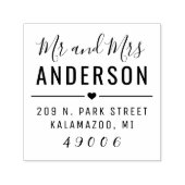モダンなMr+Mrsハートの結婚住所 セルフインキングスタンプ (デザイン)