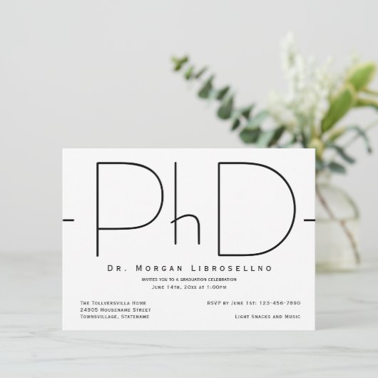 モダンなPhD卒業 招待状 (スタンド正面)