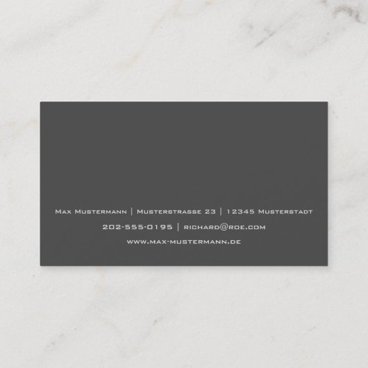 モダンなProfessionelle Dunkle Visitenkarte 名刺 (裏面)