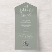 モダンなQRコードとセージグリーンの結婚式 オールインワン招待状 (内側)