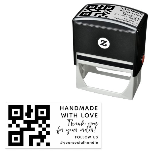 モダンなQRコードまたはロゴビジネスカスタム セルフインキングスタンプ (インサイチュ)