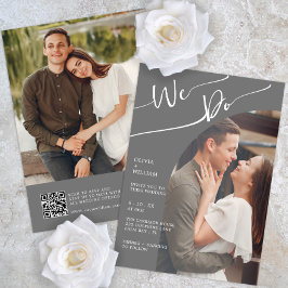 モダンなQRコード付き写真ウェディング招待状 招待状