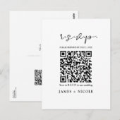 モダンなQRコード付き結婚式出欠ハガキ ポストカード (正面/裏面)