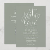 モダンなQRコード セージグリーン ウェディング 招待状 (正面/裏面)