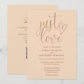 モダンなQRコード ソフトピンクのウェディング 招待状 (正面/裏面)