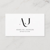 モダンなQRコード ブラック＆ホワイトのモノグラム 名刺 (正面)