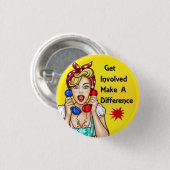 モダンなRosieはリベッターの黄色Invovled Pinを得ます 缶バッジ (正面&裏面)