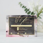 モダンなRSVPペイント抽象ローズチャコールゴールド 招待状 (スタンド正面)