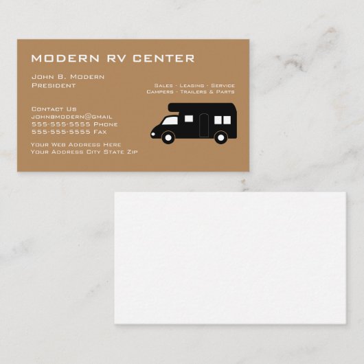 モダンなRVのディーラーの名刺 名刺 (正面/裏面)