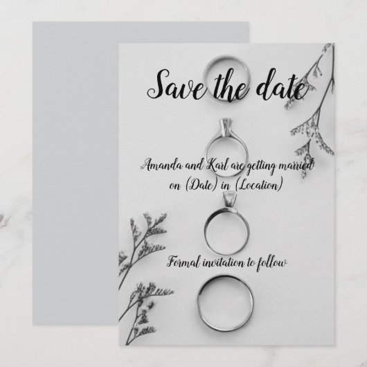 モダンなSave the Dateカード 招待状 (正面/裏面)