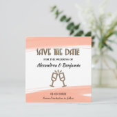 モダンなSave The Date結婚式の水彩画ピンク セーブザデート (スタンド正面)