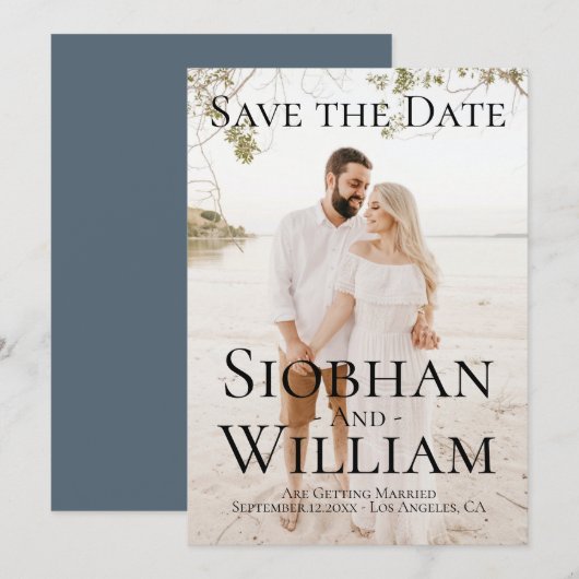 モダンなSave The Date - あなただけの写真付き 招待状 (正面/裏面)