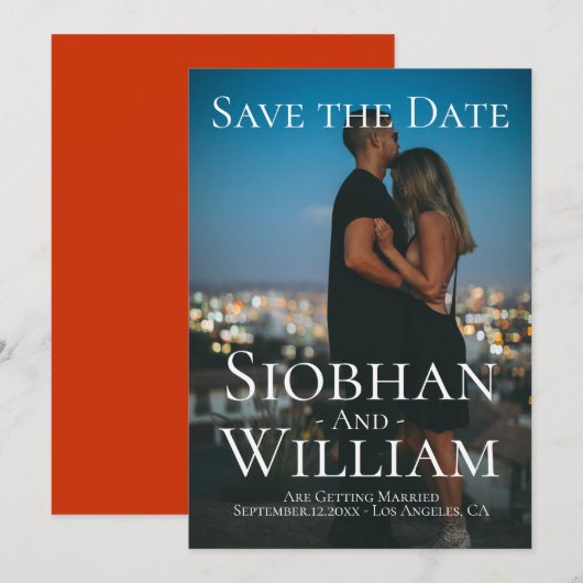 モダンなSave The Date - あなただけの写真付き 招待状 (正面/裏面)