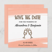 モダンなSave The Date ウェディング ウォーターカラー ピンク セーブザデート (正面/裏面)