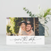 モダンなSave the Date カリグラフィー ウェディング フォト 招待状 (スタンド正面)