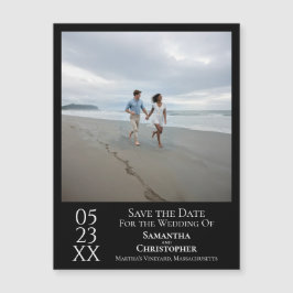 モダンなSave the Date フォト クラシック ブラック マグネット