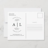 モダンなSave the Date モノグラム フォト コラージュ シンプル 招待状 (裏面)