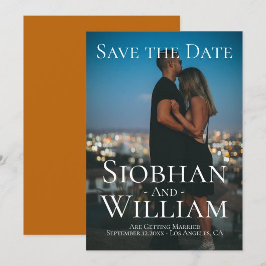 モダンなSave The Date - 写真付きでパーソナライズ 招待状 (正面/裏面)