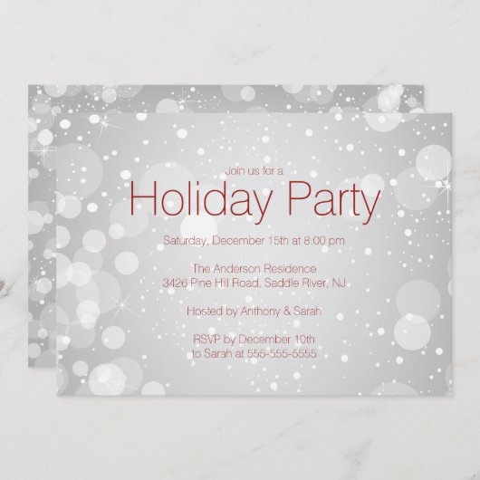 モダンなSilverBokehは休日の招待状をつけます 招待状 (正面/裏面)