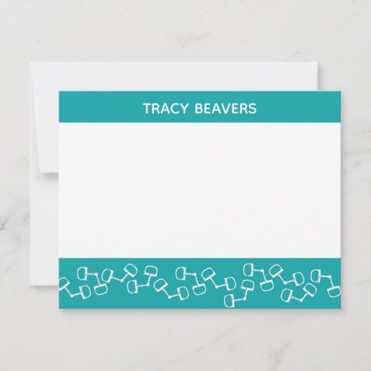 モダンなSnaffleビット馬のメッセージカード-ティール（緑がかった色） サンキューカード (正面)