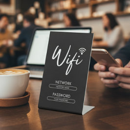 モダンなWiFiパスワードネットワーク 台座サイン