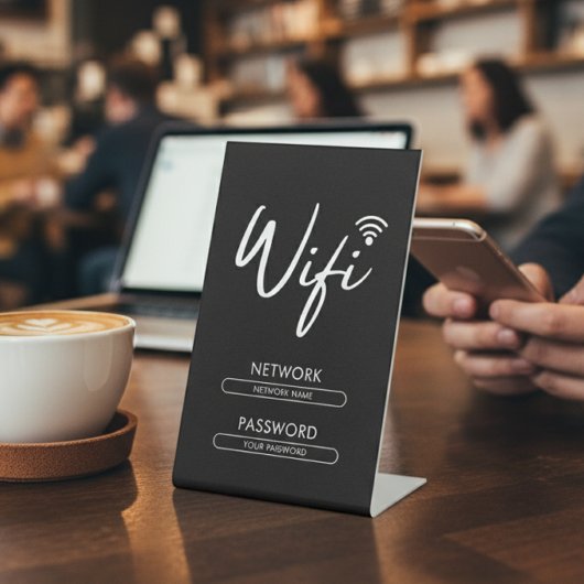 モダンなWiFiパスワードネットワーク 台座サイン