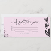 モダンなXOXO ブラック＆ピンク ギフトカード バウチャー 招待状 (裏面)